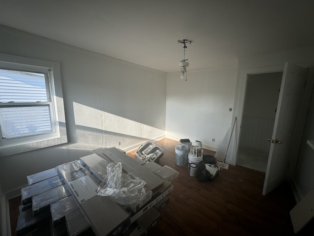 interior space featuring crown molding and wood-type flooring