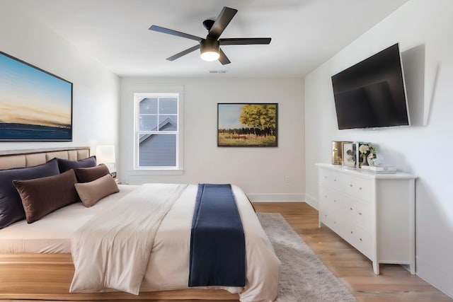 6816 Springwater St, Smyrna, TN 37167 - bedroom featuring baseboards, light wood-style flooring, and ceiling fan