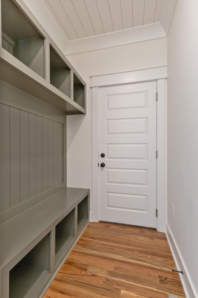6816 Springwater St, Smyrna, TN 37167 - mudroom featuring light wood finished floors and wooden ceiling