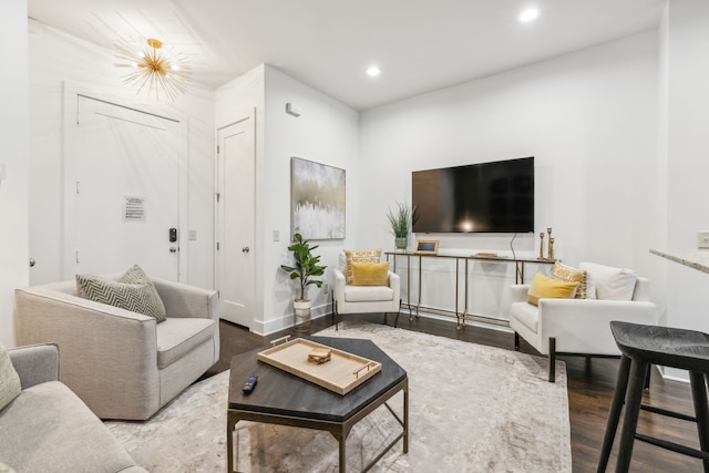 living room with wood-type flooring