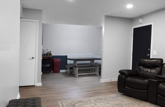 living room with light wood-type flooring