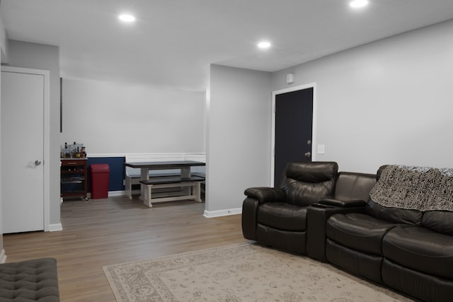 living room featuring light wood-type flooring