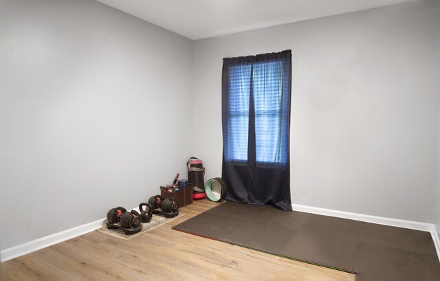 interior space with a wealth of natural light and hardwood / wood-style flooring