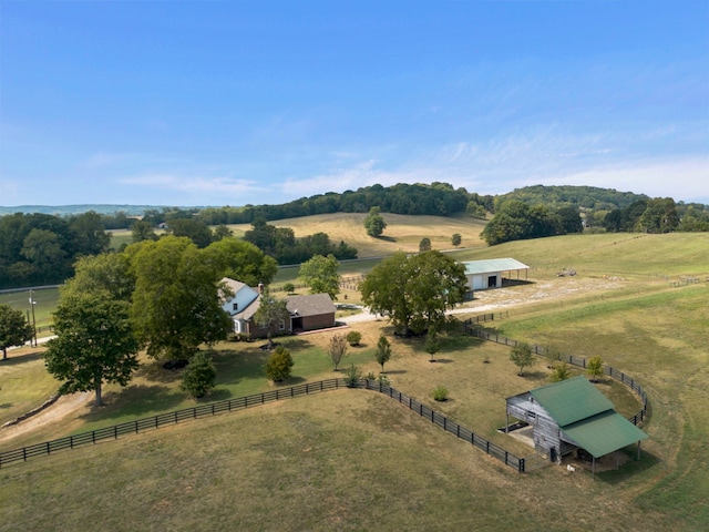 aerial view with a rural view