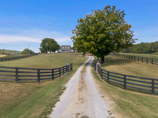 view of road featuring a rural view