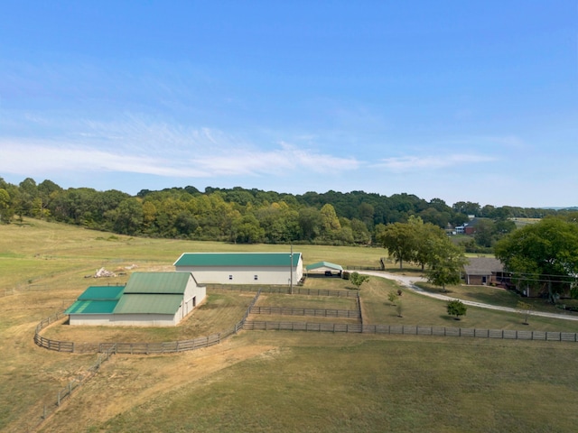 drone / aerial view with a rural view