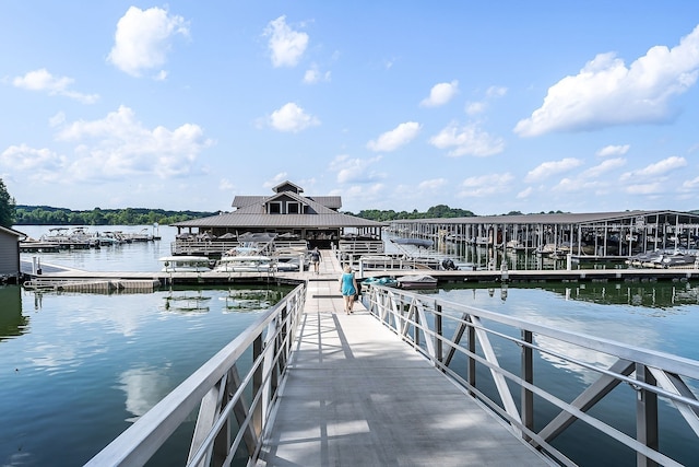 dock area featuring a water view