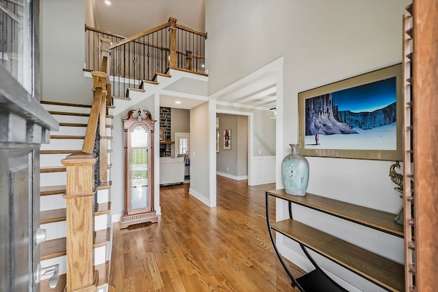 entrance foyer with hardwood / wood-style floors