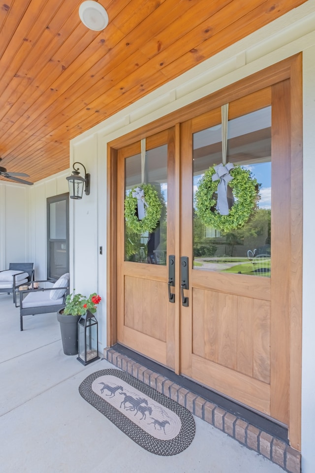 doorway to property with a porch