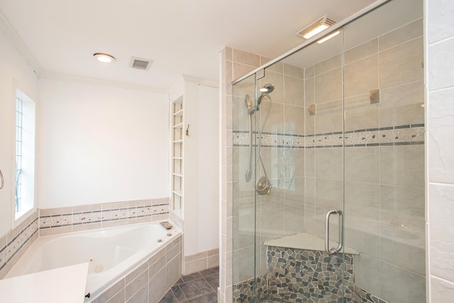 bathroom with plus walk in shower