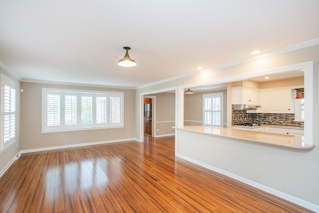 interior space with crown molding and hardwood / wood-style floors