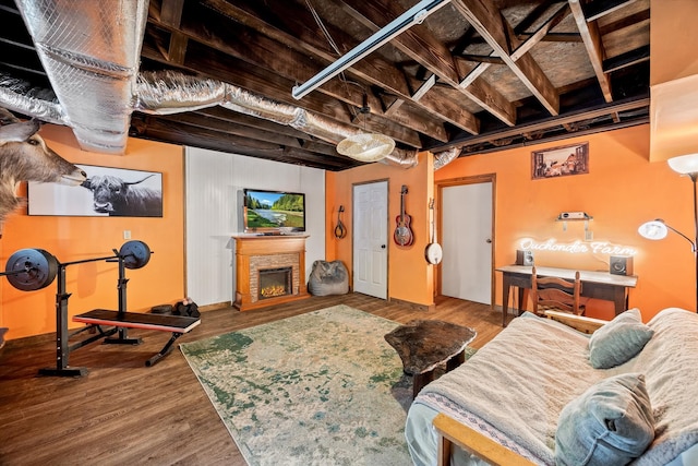 living room featuring wood-type flooring