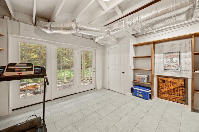 interior space featuring light tile patterned floors