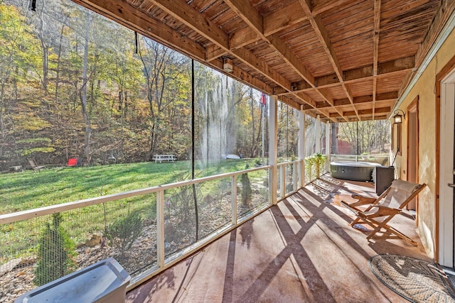 view of unfurnished sunroom