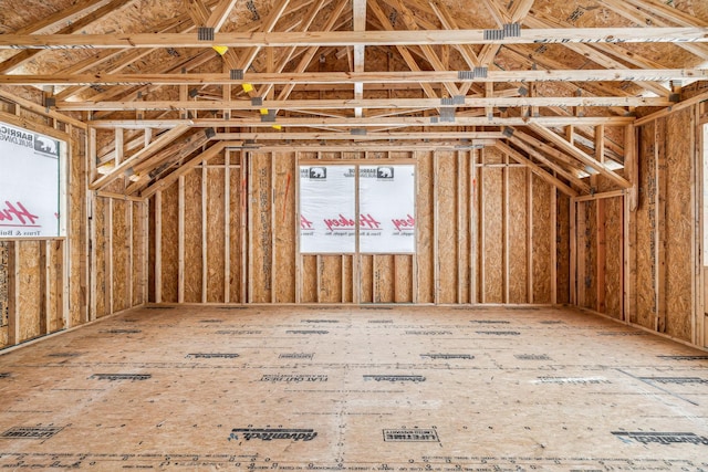 view of unfinished attic