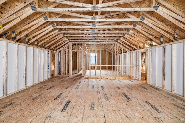 view of unfinished attic