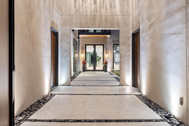 corridor with french doors