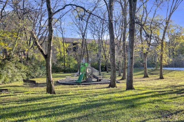 view of yard with a playground