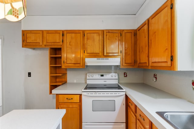 kitchen featuring white electric range