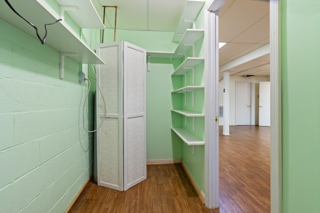 walk in closet featuring hardwood / wood-style floors