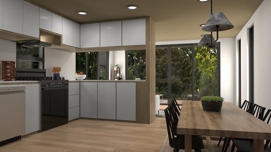 kitchen featuring light wood-type flooring, black gas range, and dishwasher