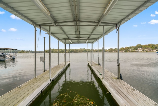 view of dock featuring a water view