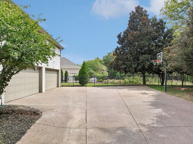 view of patio / terrace with a garage