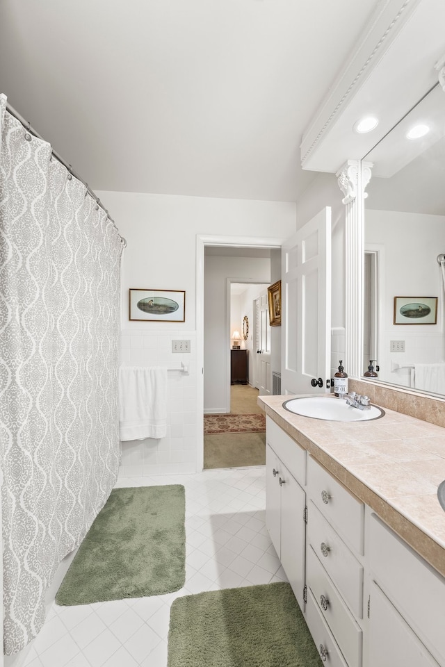 bathroom featuring vanity and tile patterned floors