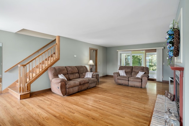 living room featuring light wood-type flooring