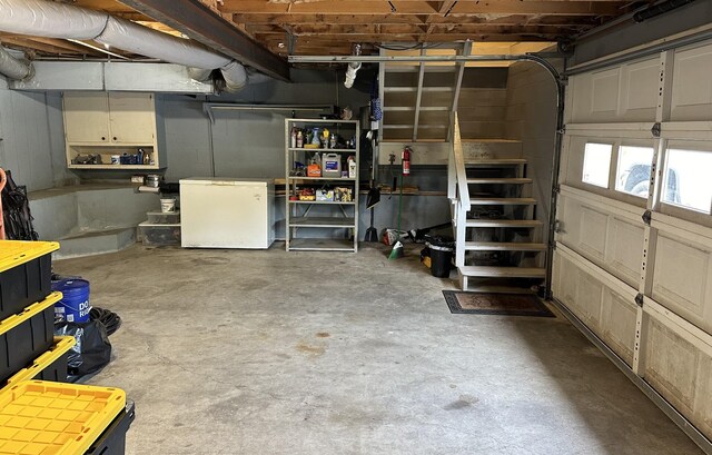 garage featuring white refrigerator