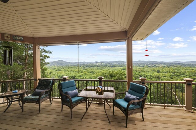 deck featuring a mountain view