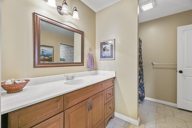 bathroom featuring vanity and tile patterned floors