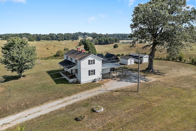 drone / aerial view with a rural view