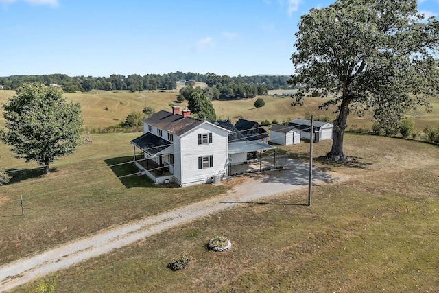 bird's eye view with a rural view