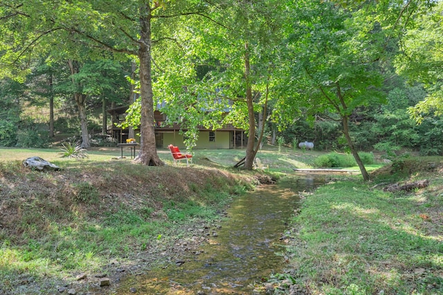 view of yard featuring a water view