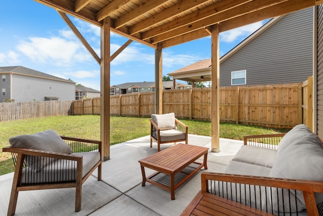 view of patio featuring an outdoor living space