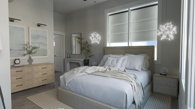 bedroom featuring dark wood-type flooring