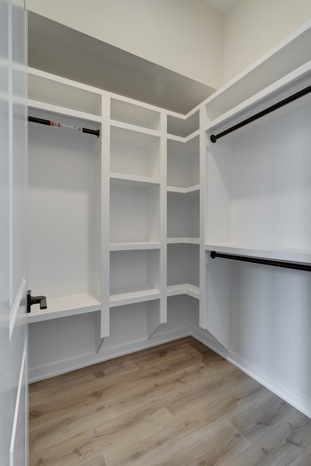 spacious closet featuring light hardwood / wood-style floors