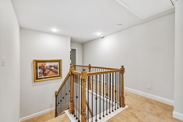 staircase with carpet