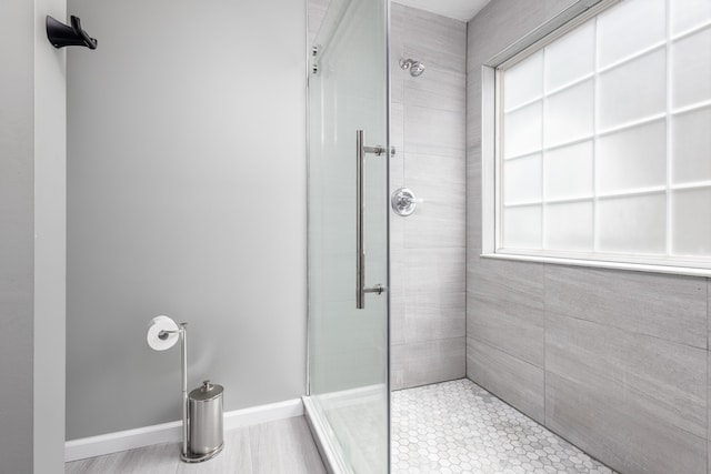 bathroom featuring walk in shower