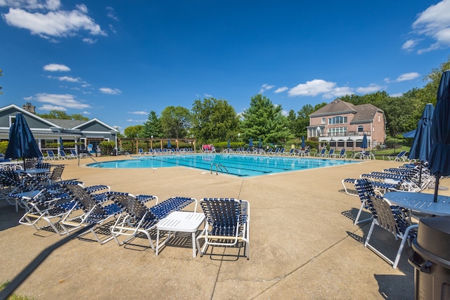 view of pool featuring a patio area