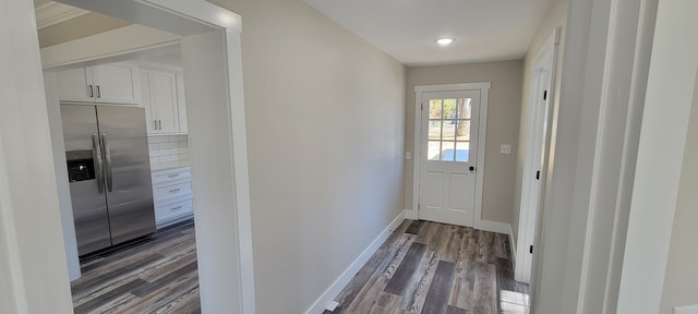 doorway to outside with dark hardwood / wood-style flooring