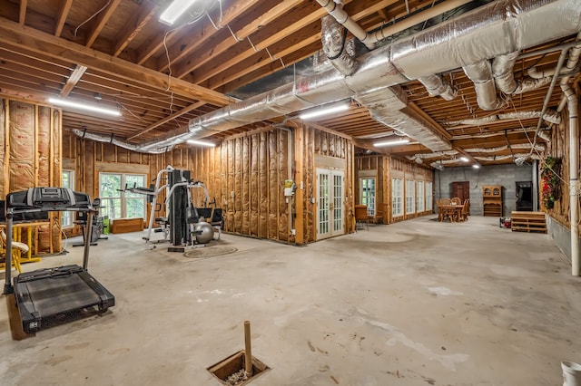 workout room with concrete floors