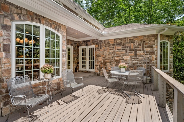 wooden deck with french doors