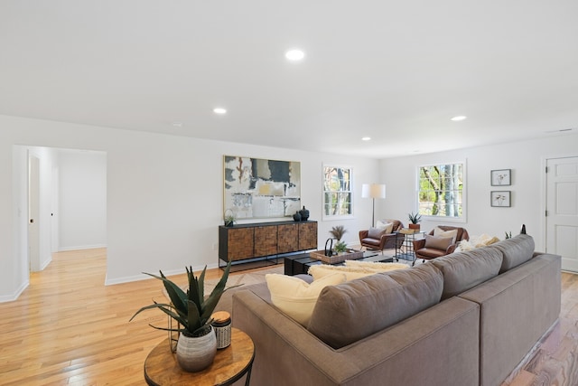 living room featuring light hardwood / wood-style floors