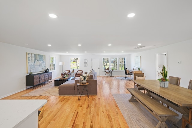 living room featuring light hardwood / wood-style floors