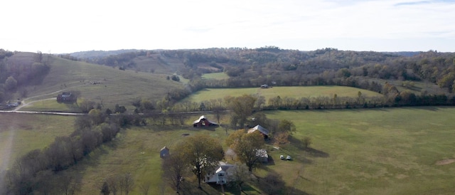 birds eye view of property featuring a rural view