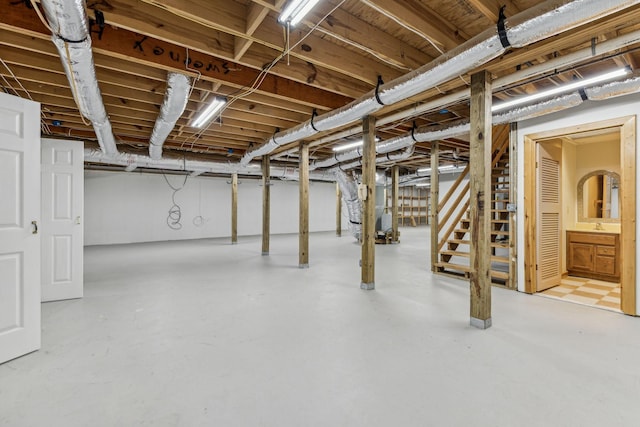 unfinished basement with stairs