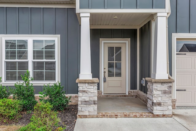 entrance to property with a garage