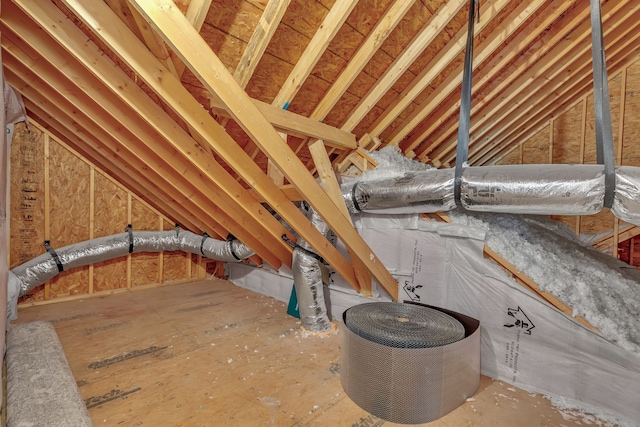 view of unfinished attic